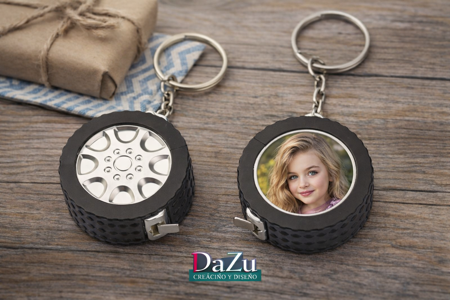 Personalized Tire Tape Measure Keychain – Custom Photo Sublimation